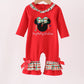 Red christmas character applique ruffle romper