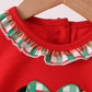 Red christmas character applique ruffle romper