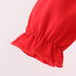 Red christmas character applique ruffle bubble