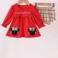Red christmas character applique gingham bloomer set