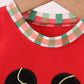 Red christmas character applique romper