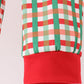 Red christmas character applique gingham pants set