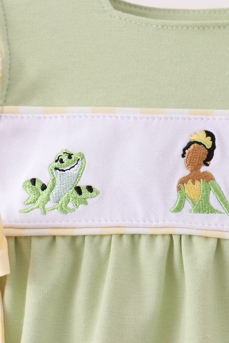 Green Princess Frog Embroidery Ruffle Bubble