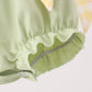 Green Princess Frog Embroidery Ruffle Bubble