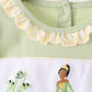 Green Princess Frog Embroidery Ruffle Bloomer Set