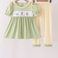 Green Princess Frog Embroidery Ruffle Pants Set