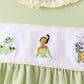 Green Princess Frog Embroidery Ruffle Pants Set