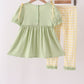 Green Princess Frog Embroidery Ruffle Pants Set
