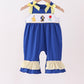 Royal Blue Character Embroidery Ruffle Romper