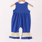 Royal Blue Character Embroidery Ruffle Romper
