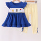 Royal Blue Character Embroidery Ruffle Pants