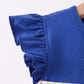 Royal Blue Character Embroidery Ruffle Dress