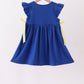 Royal Blue Character Embroidery Ruffle Dress