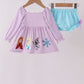 Purple Stripe Frozen Embroidery Bloomer Set
