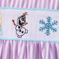 Purple Stripe Frozen Embroidery Ruffle Pants Set