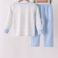 Blue Castle Applique Stripe Pants Set