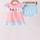 Pink Princess Embroidery Stripe Ruffle Bloomer Set