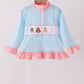 Blue Stripe Princess Embroidery Ruffle Pullover