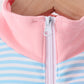 Blue Stripe Princess Embroidery Ruffle Pullover