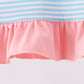 Blue Stripe Princess Embroidery Ruffle Pullover