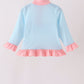 Blue Stripe Princess Embroidery Ruffle Pullover