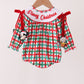 Red Character Embroidery Gingham Bubble