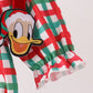 Red Character Embroidery Gingham Bubble