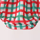 Red Character Embroidery Gingham Bubble
