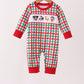 Red Character Embroidery Gingham Romper