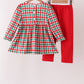 Red Character Embroidery Gingham Ruffle Pants Set