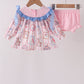 Pink Character Bow Embroidery Bloomer Set