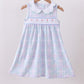 Blue plaid bow floral dress