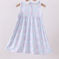 Blue plaid bow floral dress