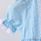Blue cross embroidery lace dress