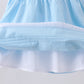 Blue cross embroidery lace dress