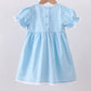 Blue cross embroidery lace dress