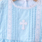Blue cross embroidery lace dress