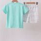 Mint I love Dad plaid shorts set