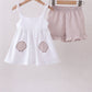 Ivory shell embroidery ruffle shorts set