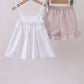 Ivory shell embroidery ruffle shorts set