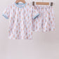 Blue ice cream print bamboo pajama set