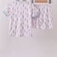 Blue ice cream print bamboo pajama set