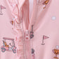 Pink golf cart print bamboo romper