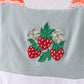 Sage strawberry embroidery ruffle bloomer set