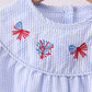 Blue stripe bow fireworks embroidery bloomer set