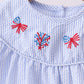 Blue stripe bow fireworks embroidery ruffle shorts set
