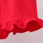 Blue stripe bow fireworks embroidery ruffle shorts set