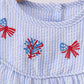 Blue stripe bow fireworks embroidery ruffle dress