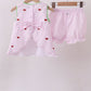 Pink stripe watermelon embroidery seersucker shorts set