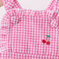 Pink cherry gingham ruffle bubble